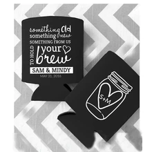 Свадебная услуга может охладить что-то старое, что-то новое, что-то, чтобы держать ваше пиво забавное пиво Свадебные сувениры в деревенском стиле