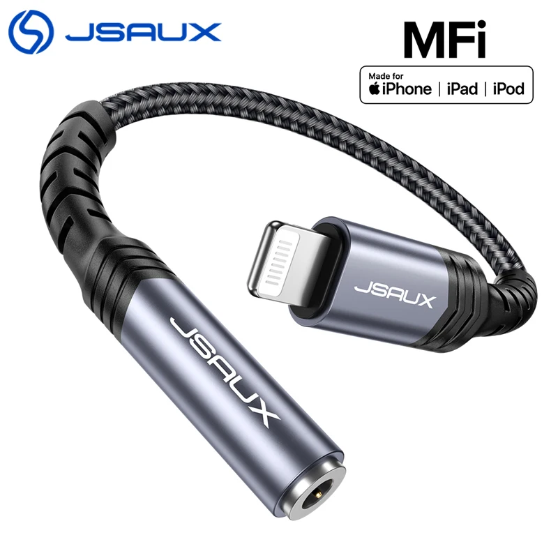Jsaux MFi Lightning to 3 5mm Jack Aux Cable iPhone Headphone Adapter iPhone adapters for iPhone 11 12 Pro Audio Splitter Cable