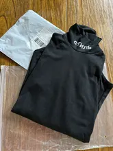 InstaHot-Mono de algodón con cuello alto para mujer, bodis estampados con letras, Sexy, manga larga, negro, Bodycon, estilo liso