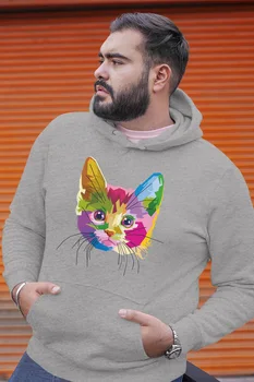 

Angemiel Wear Colorful Kitty Gray Men 'S Hooded Sweatshirt
