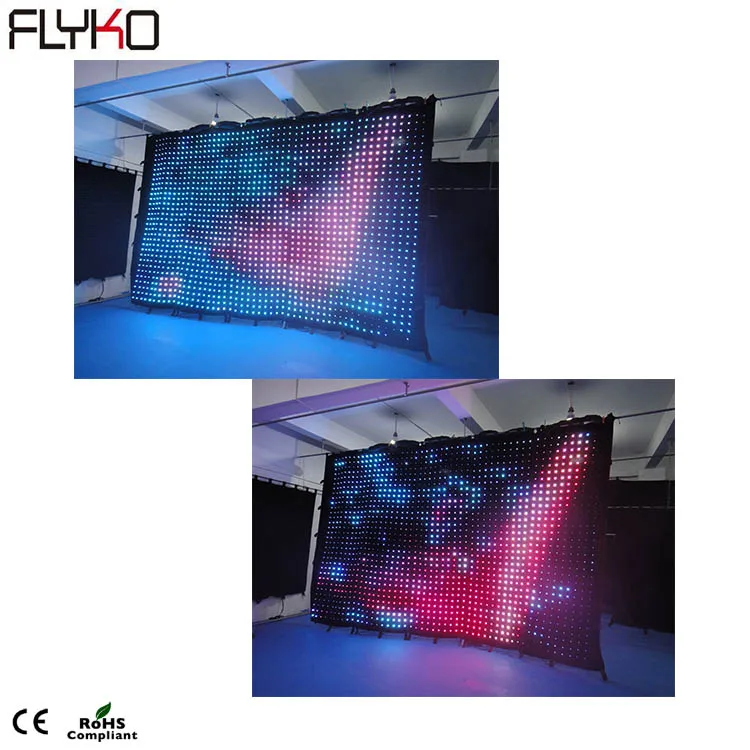 

Free shipping Hot!!!! 3 *5m P90mm stage background factory price led foldable video curtain DJ stage display screen
