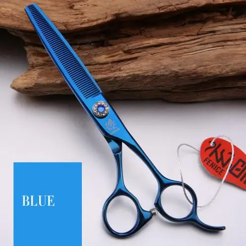 Fenice 6,5 дюймов Профессиональный грумминг ножницы для собак филировочные ножницы для домашних животных для стрижки волос Истончение 35% JP440C - Цвет: blue