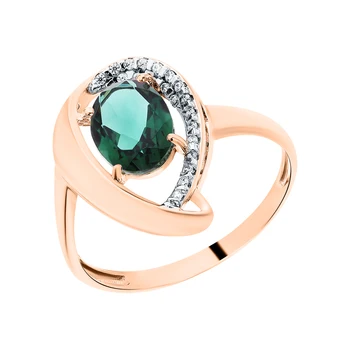 

Gold ring with tourmaline and cubic zirconia sunlight sample 585