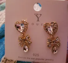 Drop-Earrings Shell Gift Crystal Jeweley Rhinestone Party MENGJIQIAO Heart Shiny Korean
