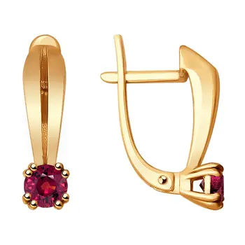 

Sokolov gold drop earrings with stones with rubies, fashion jewelry, 585, women's male, long earrings