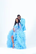 Túnicas de tul esponjosas para mujer, vestidos largos de tul azul cielo personalizados, para sesión de fotos, playa, fiesta de cumpleaños, Túnica de tul