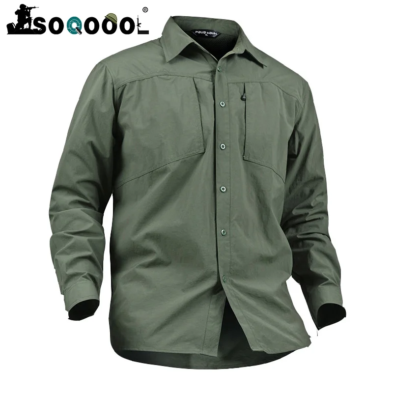 

Soqoool Men's Army Urban Tactical Shirt Spring Summer Breathable SWAT Military Shirt Man Casual Quick Dry Long Sleeve Shirts
