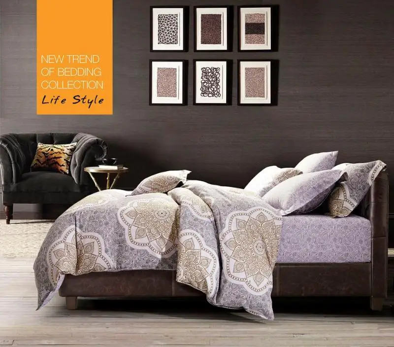 LINEN &quotTANGO&quot PREMIUM SATIN ART: TS04-666 Bedding Natural Sheet Duvet Cover Set Soft Comfortable Pillowcase Breathable Convenient Modern