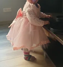 Vestido de encaje blanco para niña, Vestido de princesa con lazo, para fiesta de boda, 1 año de cumpleaños