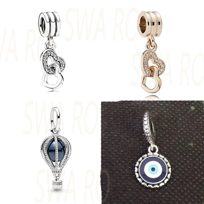 

2019 Autumn New Sterling Silver 925 Blue Evil Eye Hot Air Balloon Ring Pendant Pendant Diy Bracelet Original Ladies Jewelry Gift