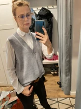 Chaleco tejido cuello pico para mujer, suéter coreano salvaje suelto, sin mangas, novedad de otoño e invierno