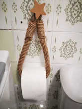 Soporte de almacenamiento de papel higiénico para cocina y baño, estante de almacenamiento con ventosa, montado en la pared, movible, cuerda colgante Vintage