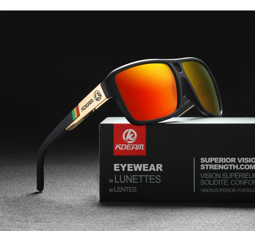 KDEAM Blendung Blockieren Sonnenbrille Männer Platz Polarisierte Sonnenbrille Männlichen Enthält Original Marke Box Und Zipper Fall – Detail 33