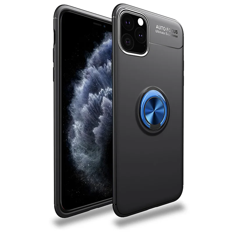 Coque силиконовый чехол для iPhone 11 Pro XS Max X XR 8 7 6 6S Plus 5 5S SE держатель с магнитным креплением автомобильная подставка для стенда Capa - Цвет: Blue Black