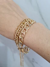 VKME-Conjunto de pulseras de cadena cubana Punk para mujer, brazaletes con abalorios de Color dorado grueso, estilo bohemio, Miami, 4 Uds.