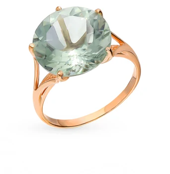 

Gold ring with amethyst and празиолитами sunlight sample 585