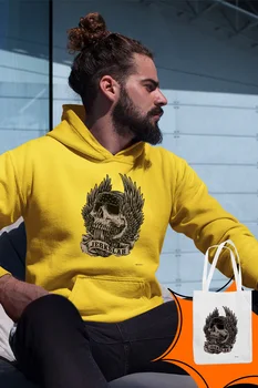 

Angemiel Wear Jerkslab Skull And Crossbones Yellow Men 'S Hooded Sweatshirt Bags Kombin