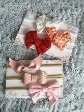 3 unids/lote bebé diademas flor arcos de Nylon bandas de pelo turbante bebé niña diademas accesorios de fotografía recién nacido bebés Accesorios