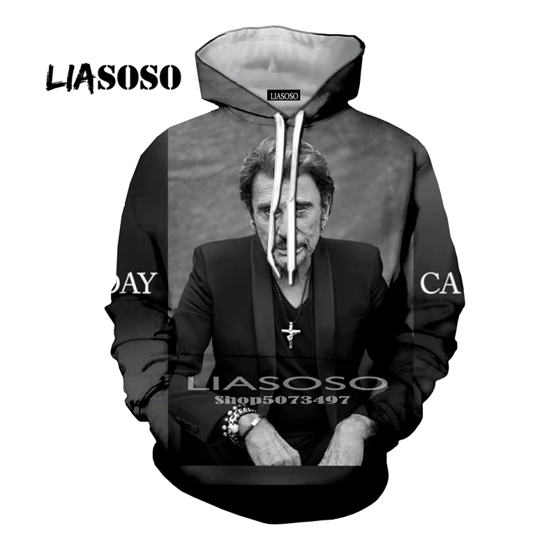 Джонни Холлидей толстовки очень странные дела Толстовка off white уличная 3D свитшот с принтом Harajuku Повседневное, Camisetas, топы в стиле хип-хоп - Цвет: 17
