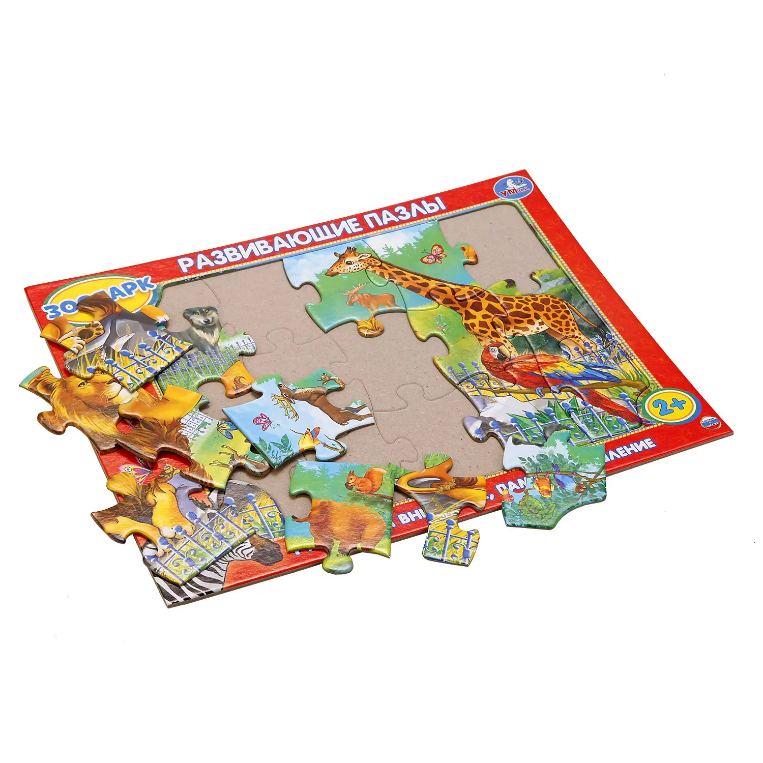 Развивающие пазлы УМка в рамке Зоопарк. 15д. 29*22*03см