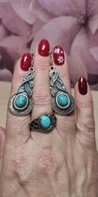 Anillo Vintage de piedra Natural antigua para mujer, joyería de regalo, anillo de dedo de turquesas azules para mujer, anillos de aniversario de bodas