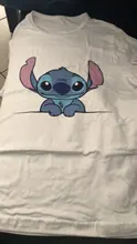 Camisetas de dibujos animados de Disney Lilo & Stitch para mujer, camisetas de S-3XL para mujer, camisetas blancas de cuello redondo, camisetas de punto Ohana