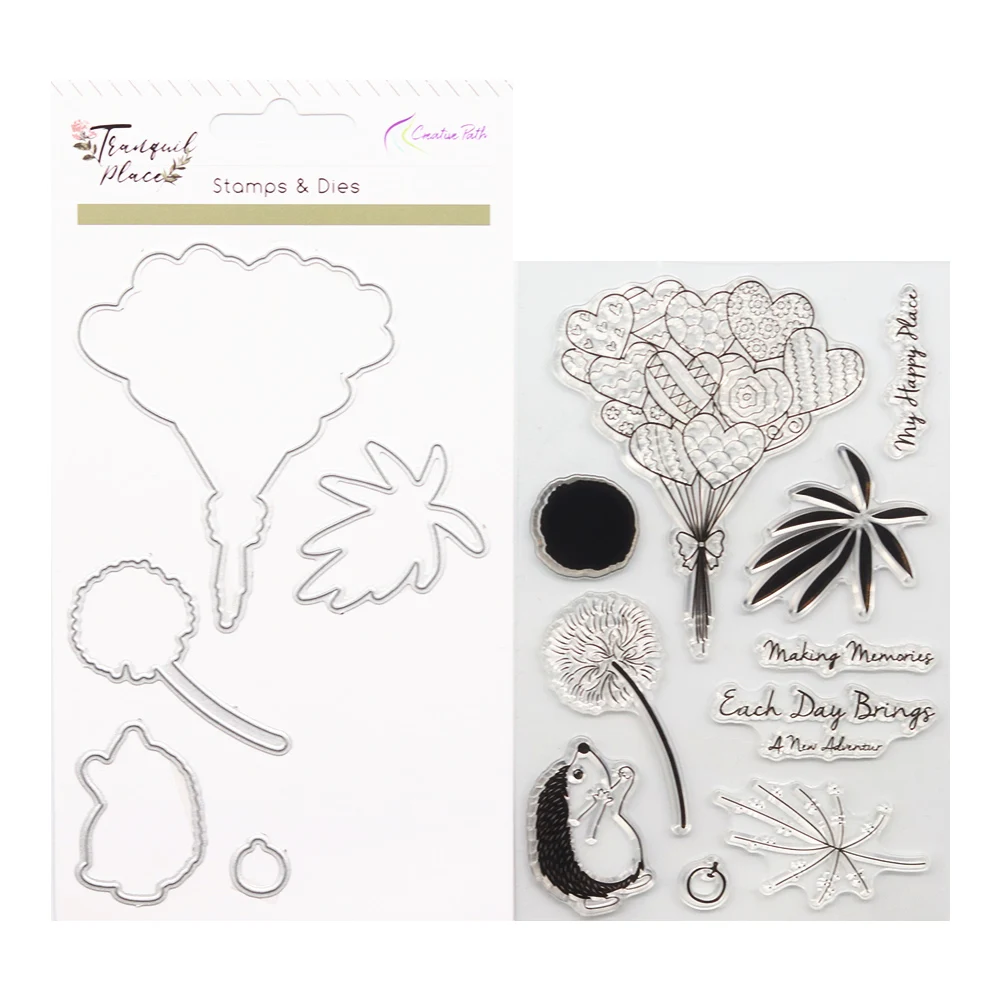 Creative Path Clear Stamps Seals Silicone And Matching Metal Cutting Dies Set For Scrapbooking Cardmaking Journaling Decorations