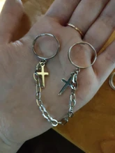 Punk Hip-Hop Cruz anillo de plata Chapado en Color Retro Cadena de dedo anillo de joyería ajustable regalo para Unisex anillo partido anillos