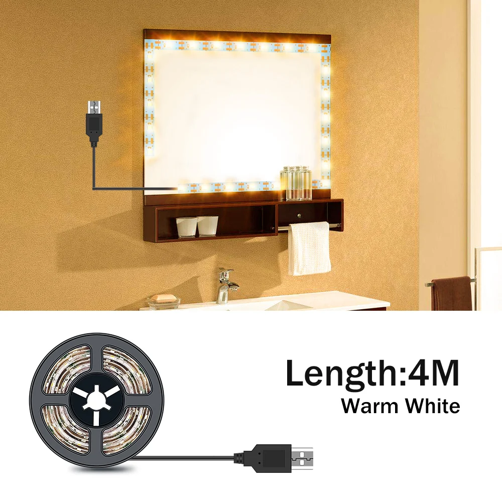 Makeup Mirror Lamp Tape LED Hollywood Vanity Light Strip Bedroom Dressing Table LED Bulbs 5V USB 0.5M 1M 2M 3M 4M 5M Wall Lamp mirror lights makeup mirror lights vanity light makeup lamp