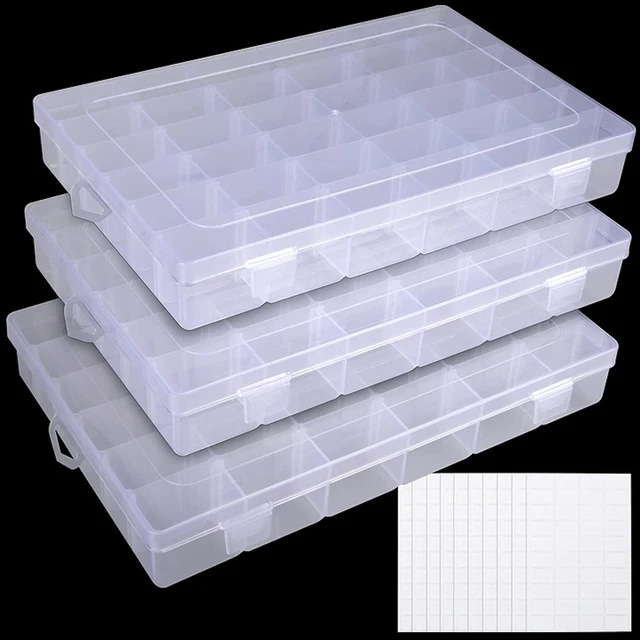 3pack Plastic Organizer Box 36 Grids Storage Adjustable Dividers, Bead  Organizer diamond painting Box with 400pcs Label Stickers - AliExpress