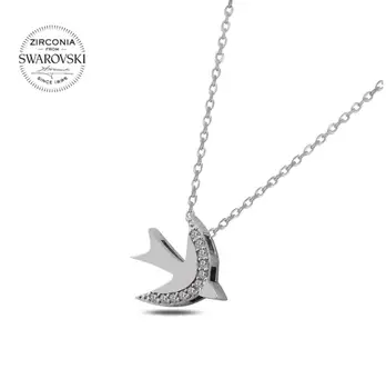 

925 Sterling Silver Necklaces Turkish Jewelry Zirconia Swarovski Stone Elegant Bird Women Gift Quality Jewelrys