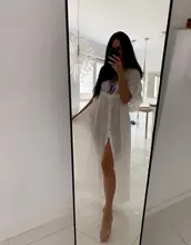 Sexy Bikini-ups blanco túnica Casual verano playa vestido elegante de las mujeres de talla grande ropa de playa traje de baño cubrir Q1208