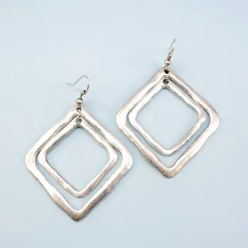

Earrings jewelery squares (Lock-hook, jewelery alloy, silver) 54432