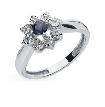 

Gold ring with sapphire and diamonds sunlight sample 585