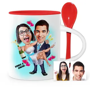 

Personalized Are Getting Married Cartoon Red Spoon Mug Cup-4