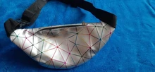 AIREEBAY-riñonera holográfica plateada para mujer, bolso con cinturón, color negro, con formas geométricas, para pecho y teléfono