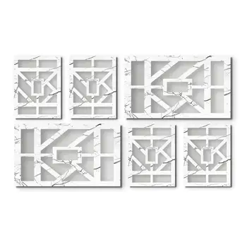 

Mirrored Decorative Wall Decor Painting Marble Pattern White Black Gold Silver Office Living Room Restaurant Lobby Decorative Table Set Large