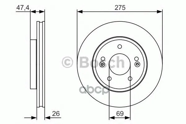 Диск Тормозной Передн Hyundai: Elantra Седан(Hd) 1.6 Cvvt 06-11 Bosch арт. 0986479R26