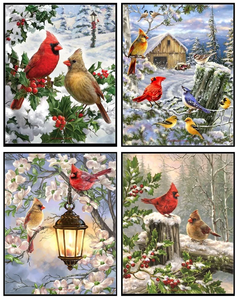 

Коллекция Cardinal Couple-наборы для вышивки крестиком-Ручная вышивка 14 ct Aida DMC цветные наборы для вышивки крестиком
