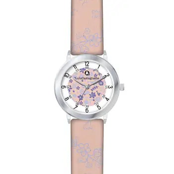

LuluCastagnette-Bohemia-round metal watch girl-analog-enclosure case-dial colorful patterns leather wristwatch patterns