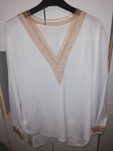 Chiffon Blouse Tops Embroidery Shirt Women V-Neck Blusas Long-Sleeve Mujer White E226