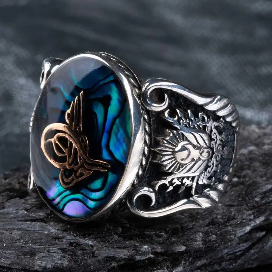 Falcon Jewelry Sterling Silver Men Ring Ottoman empaire tugram Ring