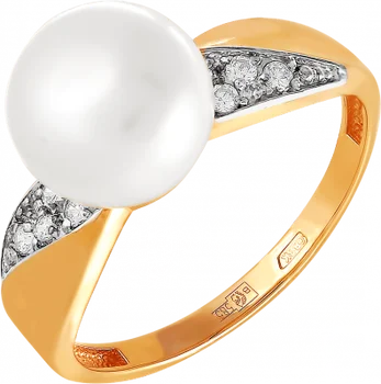 

Примаэксклюзив ring with pearls and cubic zirconia in red gold