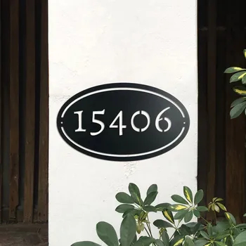 

Custom Oval Address Sign - Housewarming Gift - Custom Black Acrylic Sign - Outdoor Number Sign - House Numbers - Address Plaque