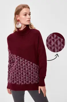

Trendyol Mesh Blocky Turtleneck Print Sweater TWOAW20KZ0495