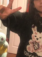 Otoño Invierno Harajuku conejo tejer suéter de manga larga Casual mujeres marea impreso suéter suelto jersey para el novio gótico punk