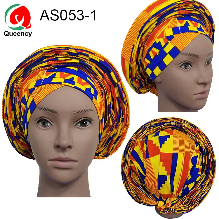 AS053 Быстрая мягкий качественный Анкара головной убор африканские женщины уже сделали Авто геле для свадьбы, вечерние