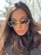 Gafas de sol rectangulares para hombre y mujer, lentes de sol rectangulares de lujo, cuadradas, de Metal Vintage, UV400, 1 Uds., 2020