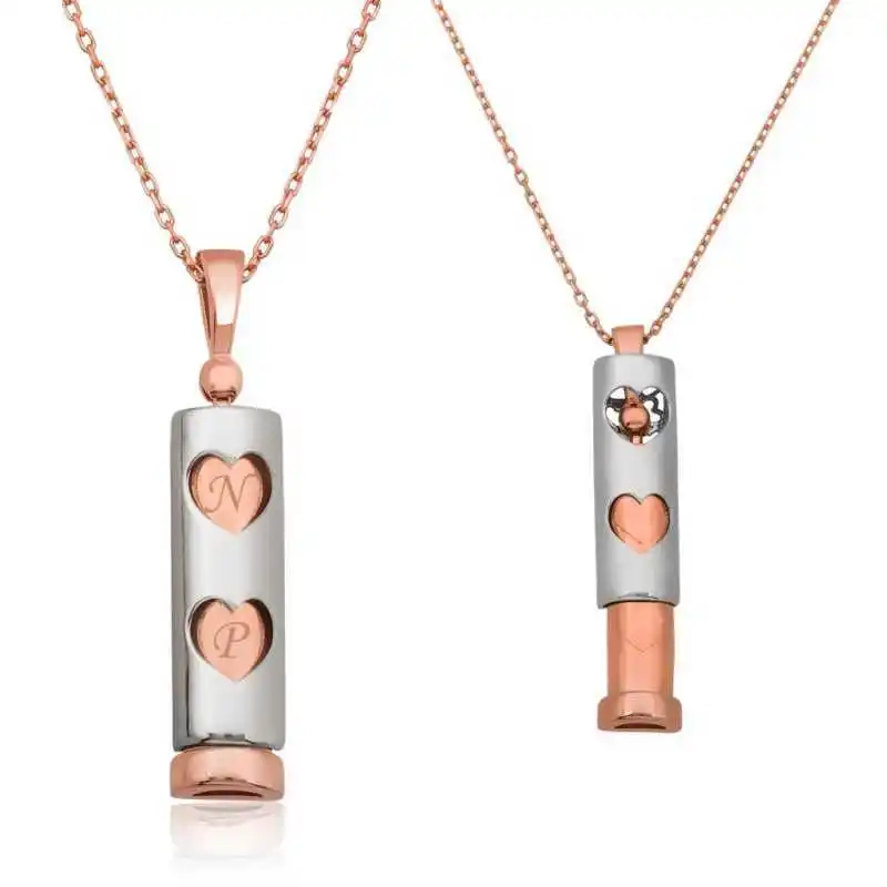 KUTAYDAN 925 Sterling Silver Heart Stick Necklace