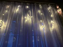 Lights Curtain-String Moon-Lamp Window-Decor Christmas Garland Fairy Icicle-Star LED